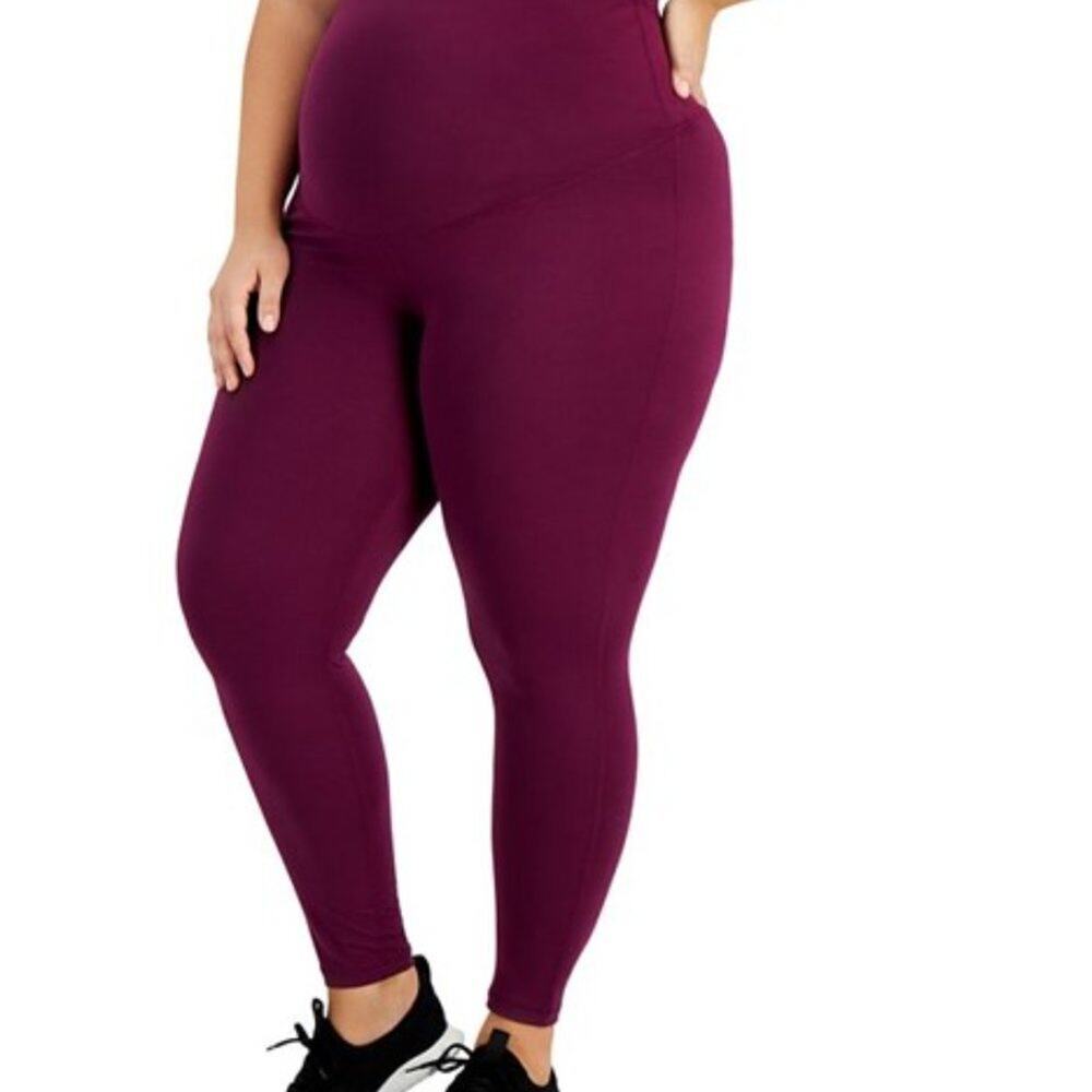 Ideology Plus Size Maternity Ankle Leggings Perfect Plum NWT 1X